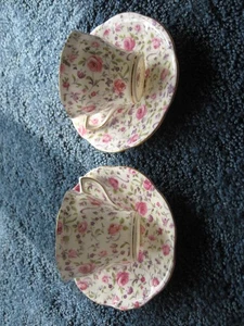 Rosina - Bone China - 2 Tassen und Untertassen - Chintz - Made in England - Goldrand - Bild 1 von 3