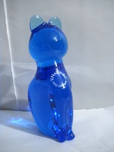 NASON MURANO ITALY BLUE CRYSTAL CAT FIGURINE CONTEMPORARY STYLE STICKER 4-3/8" H - Picture 1 of 14