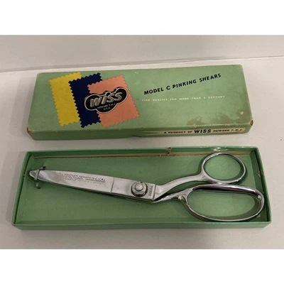 Vintage Wiss Model C Pinking Shears Scissors Made USA Orig.Box Newark New Jersey - Image 1 of 4