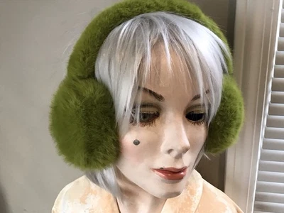 Lime Green Faux Fur Fluffy Earmuffs - Image 1 of 3