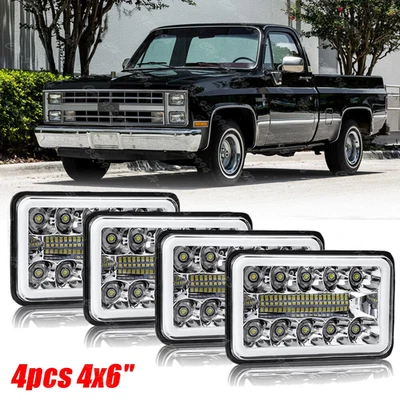 Faros LED 4x6 altos/bajos para camioneta Chevrolet C10 C20 C30 K10 K20 1980-1986 4 un. Foto 1 de 4