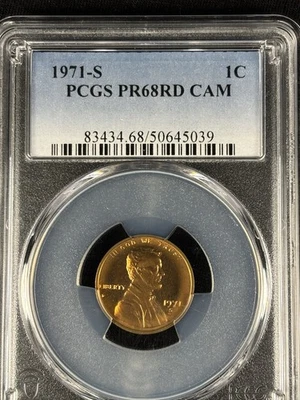 1971-S Lincoln Memorial Cent 1C PCGS PR68 RD CAM - Image 1 of 4