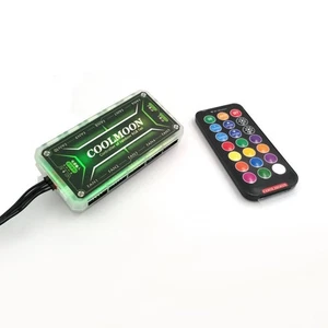 RGB Fan Controller Remote Control Computer Case 12V PC Cooling Chassis Fan Hub - Afbeelding 1 van 12