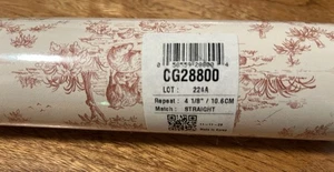 Norwall Wallcoverings Solid Vinyl GC28800 Garden Toile Wallpaper Beige Red HTF - Picture 1 of 4