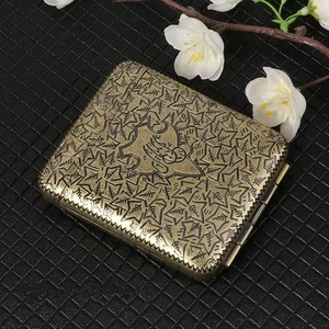 Vintage Metal Cigarette Case Box Gold Men Tobacco Holder for 20s 99mm King Size - Picture 1 of 10