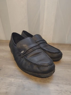Мужские черные кожаные мокасины Thom McAn размер 10 Вт широкое комфортное платье - Изображение 1 из 4