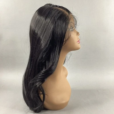 Perfect Hairline Ivory Long Straight #1 Jet Black Synthetic Lace Wig - Image 1 of 4