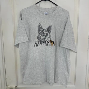 Vintage Deutscher Schäferhund bestickt T-Shirt Gildan Ultra Baumwolle Erwachsene XL grau - Bild 1 von 5