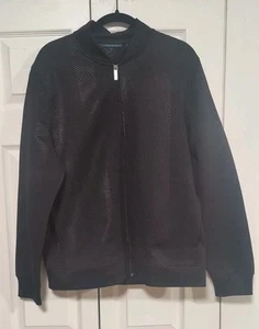 Perry Ellis Ultra Sonic Wave Black Jacke Bomber Herren L Scuba Struktur - Bild 1 von 10