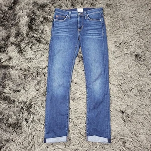 Hudson Jeans Womens 24 Blue Natalie Midrise Straight Ankle Roll Cuff Stretch - Picture 1 of 24