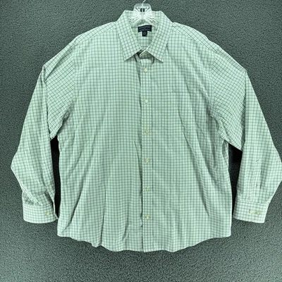 Banana Republic Button Front Shirt Mens 2XL 18-18.5 Green Plaid Long Sleeve - Image 1 of 4