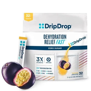 Drip Drop Hydration - Zero Sugar Electrolyte Powder Packets Keto -  32 Sticks - Picture 1 of 4