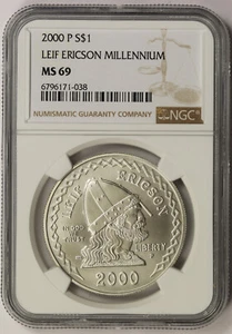2000-P Leif Ericson Millennium Modern Commemorative Silver $1 MS 69 NGC - Picture 1 of 4