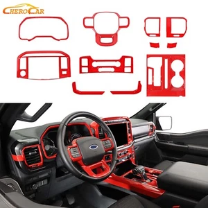 11X Interior Center Console Cover Trim Accessories For Ford F150 F-150 21-23 Red - Picture 1 of 12