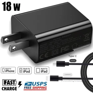 For iPhone 12 Pro Max Mini iPad Fast Charger 18W USB-C Power Adapter + 3FT Cable - Picture 1 of 12