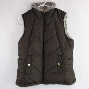 KC Collections Women's Brown Windbreaker & Fleece Reversible Vest Size Medium - Picture 1 of 5