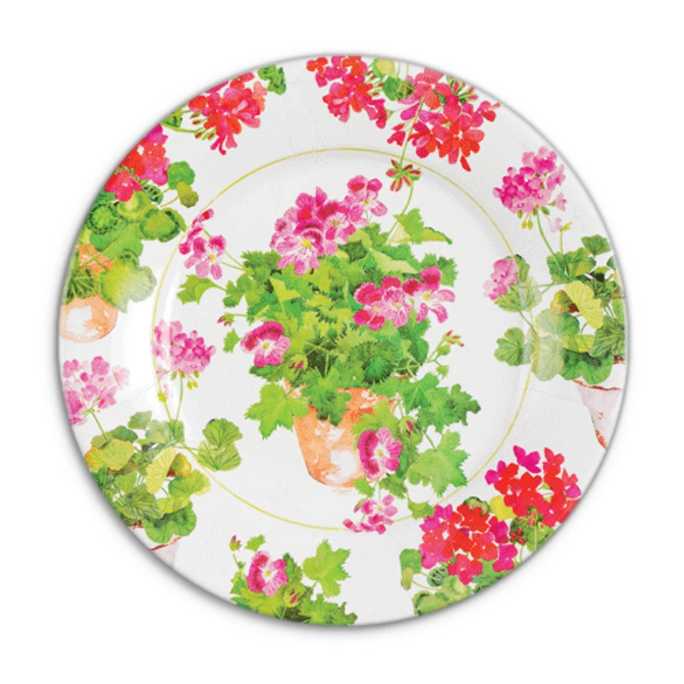 Caspari Round Paper Salad Plates, Trailing Geranium - Set of 2 Packs (17320SP) - Image 1 of 1