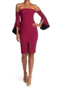 NUEVO Vestido de Cóctel Likely Ramona Hombro Descubierto Manga Trompeta Talla 6 En Rumba - Imagen 1 de 14