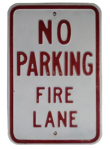 VTG Heavy Enameled Road Sign NO PARKING FIRE LANE w/ Red Raised Letters - Picture 1 of 2