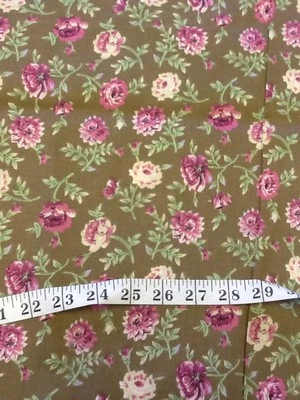 Tela acolchada floral marrón 2 yardas rosa cabaña Shabby chocolate algodón elegante F5 Foto 1 de 2