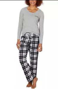 Calvin Klein Womens Grey 2 Piece Fleece Pajama Set Size L -NEW - Picture 1 of 4