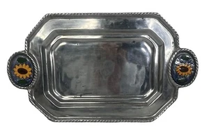 Vintage Vari Disensos Ismael Valenzuela Romo Pewter Sunflower Serving Tray - Picture 1 of 5
