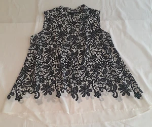 Alfani Damen 12 Petite Elegant Tanktop Knopfleiste Bluse Schwarz Weiß - Bild 1 von 9