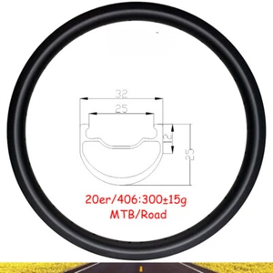 20er 406 32X25mm MTB/Road Bike Carbon Rim Tubeless Clincher UD 3K 12K 16-36H - Picture 1 of 12