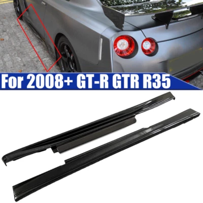 一对适用于 2008 + 日产 GTR GT-R R35 碳纤维侧裙面板光泽 CF 2PCS — 第 1/4 张图片