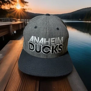 NHL ANAHEIM DUCKS BLACK & GRAY REEBOK CAP HAT CENTER ICE COLLECTION SNAPBACK. - Picture 1 of 13