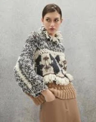$12,000 BRUNELLO CUCINELLI 手工制作 MACRAME INTARSIA OPRA 现金针织衫 S — 第 1/4 张图片