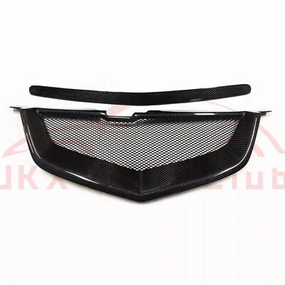Parrilla de parachoques central delantera de fibra de carbono para Acura TL 2007-2008 e 2 piezas malla Foto 1 de 4
