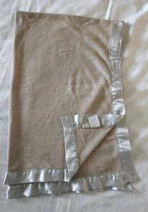 Starting Out Tan Khaki Brown Thermal Satin Trim Baby Blanket 48 X 34 - Picture 1 of 2