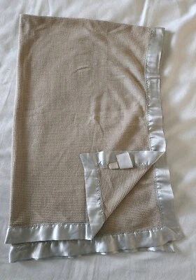 Starting Out Tan Khaki Brown Thermal Satin Trim Baby Blanket 48 X 34 - Image 1 of 2