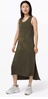 Maxi Vestido sin Mangas LULULEMON All Yours Lavado Nublado Oliva Oscuro Talla 8 Nuevo $108 Foto 1 de 4