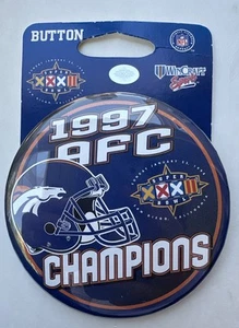 Neu! 1997 Denver Broncos Super Bowl XXXII AFC Champions Large Button Pin NFL - Bild 1 von 3