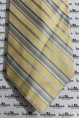 "Corbata de cuello Pierre Cardin amarillo seda con diseño de rayas azules 4"" (nueva-defectos menores)" Foto 1 de 4