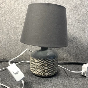 Ceramic Table Lamp With Shade Grey And Cream Pottery Modern Rustic Cottage - Picture 1 of 19