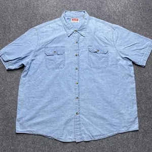 Wrangler Hemd Herren 2XL Blau Chambray Western Knopf Kurzarm - Bild 1 von 8