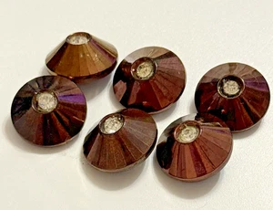 Vintage set of 6 pyramid Lucite Buttons Rhinestone center shank button set - Picture 1 of 7