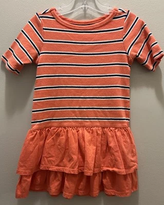 Vestido Falda Rayas Volantes Rosa/Coral Talla 4 Niña Informal Algodón Tea Collection Foto 1 de 4