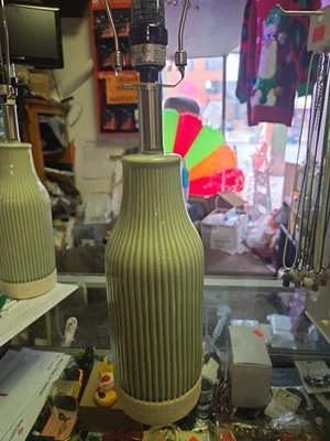 23.75" Modern Green Ceramic Table Lamp for Living Rm, Farmhouse 1 Lamp No Shade - Image 1 of 4