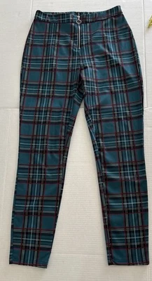 Pantalón Pantalón Pantalón Verde/Rojo/Negro Cuadros Tartán Con Cremallera. Foto 1 de 4