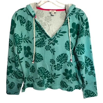 J. Moletom com capuz feminino Crew estampado gola V estampa tropical média tamanho grande - Imagem 1 de 4