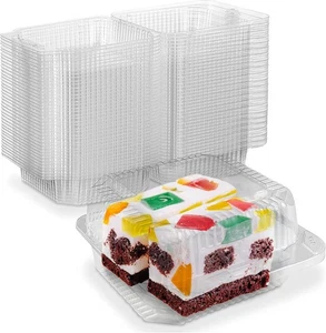 Clear Cake Slice Container 5" x 5" x 2.75" - To go Square Plastic Container (... - Picture 1 of 7
