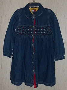 GIRLS TOMMY HILFIGER DISTRESSED BLUE JEAN DRESS SIZE 4T - Picture 1 of 3
