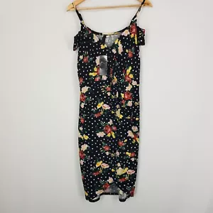 Crossroads Womens Size 8 Black Floral Bodycon Dress Off Shoulder Brand New Tags - Picture 1 of 15