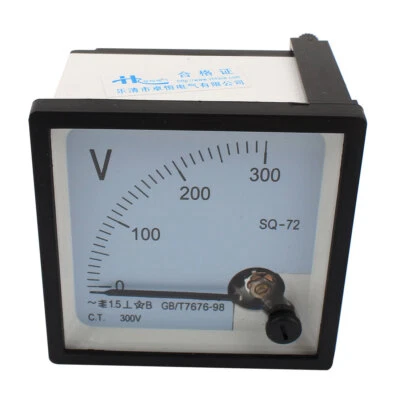 SQ-72 Class 1.5 AC 0-300V Voltage Analog Square Voltmeter Panel Volt Meter  - Image 1 of 4