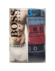 Hugo Boss Men's Blue-Red-Navy Cotton Stretch Boxer Shorts 3 Pack - Picture 1 of 1