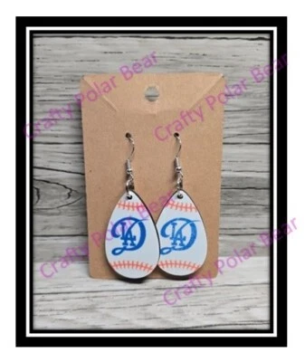 Pendientes de lágrima de gancho gris con conexión de LA Dodgers ligeramente defectuosos de béisbol Foto 1 de 3